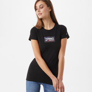 Tommy Jeans dámské černé tričko Gradient Logo - L (BDS)